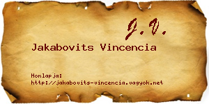 Jakabovits Vincencia névjegykártya